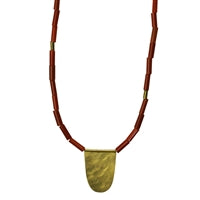 Necklace, Arch Pendant, Red Beads