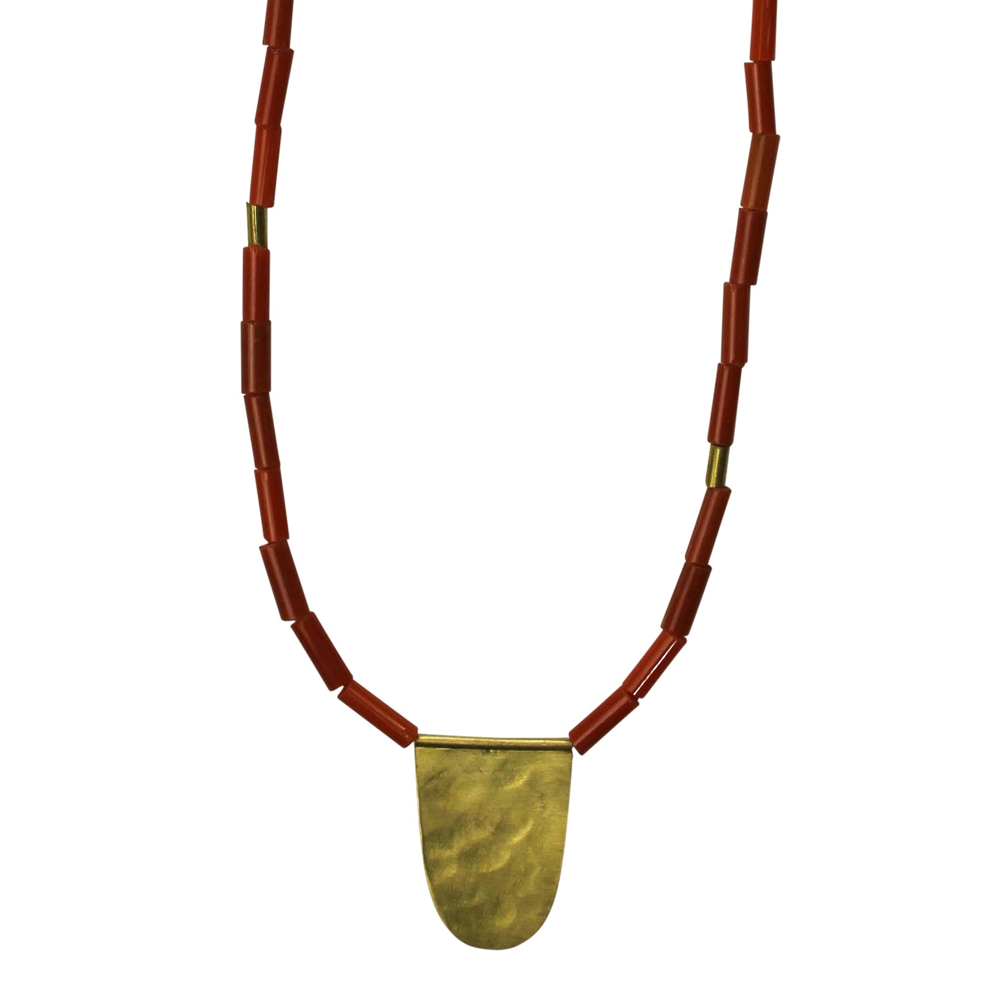 Necklace, Arch Pendant, Red Beads