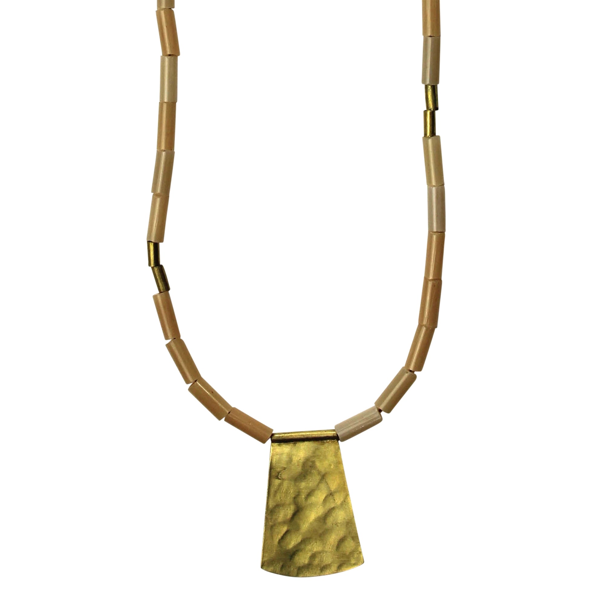 Necklace, Fan Pendant, Blush Beads