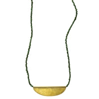 Necklace with Crescent, Green Beads