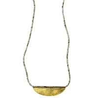 Necklace with Crescent, White Beads