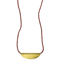 Necklace with Crescent, Rust Beads