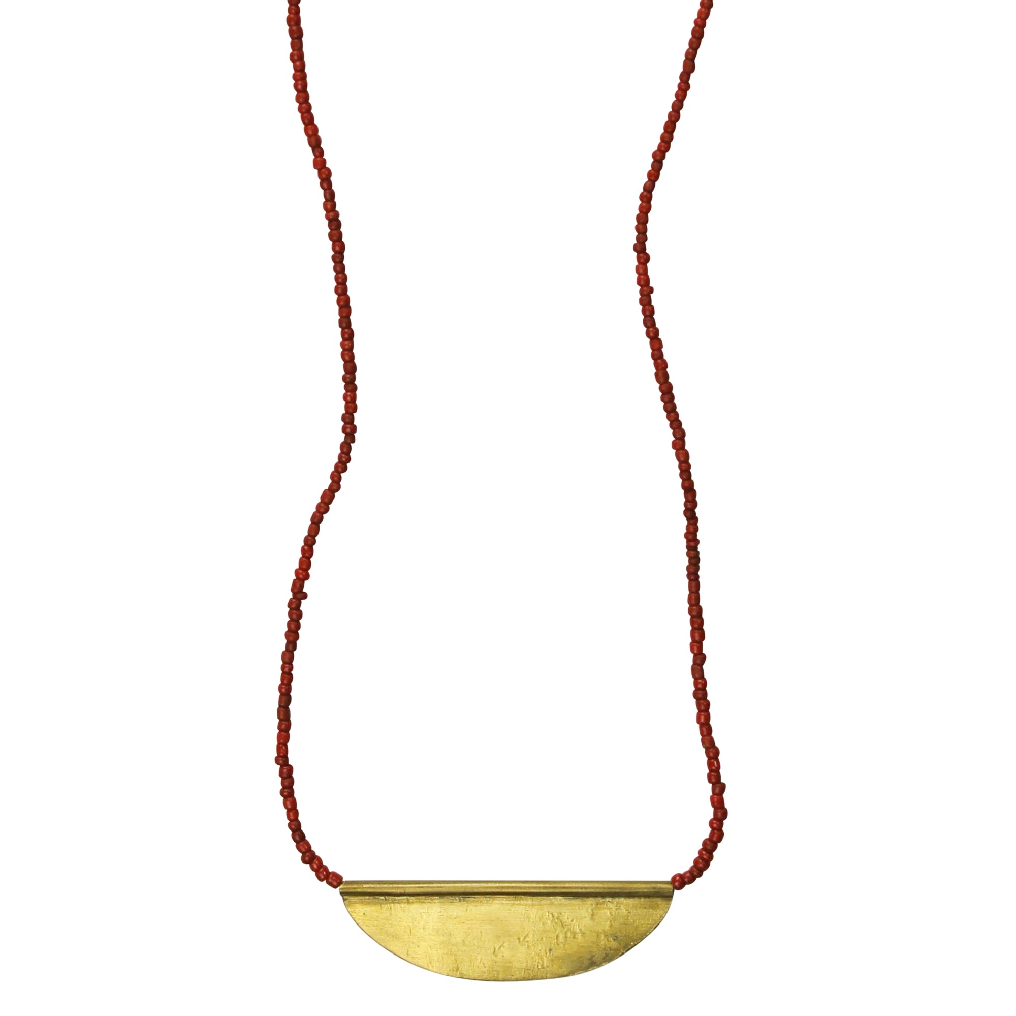 Necklace with Crescent, Rust Beads