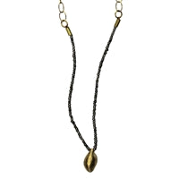 Necklace, Cast Brass Pod