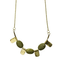 Necklace, Brass with Olive Jade