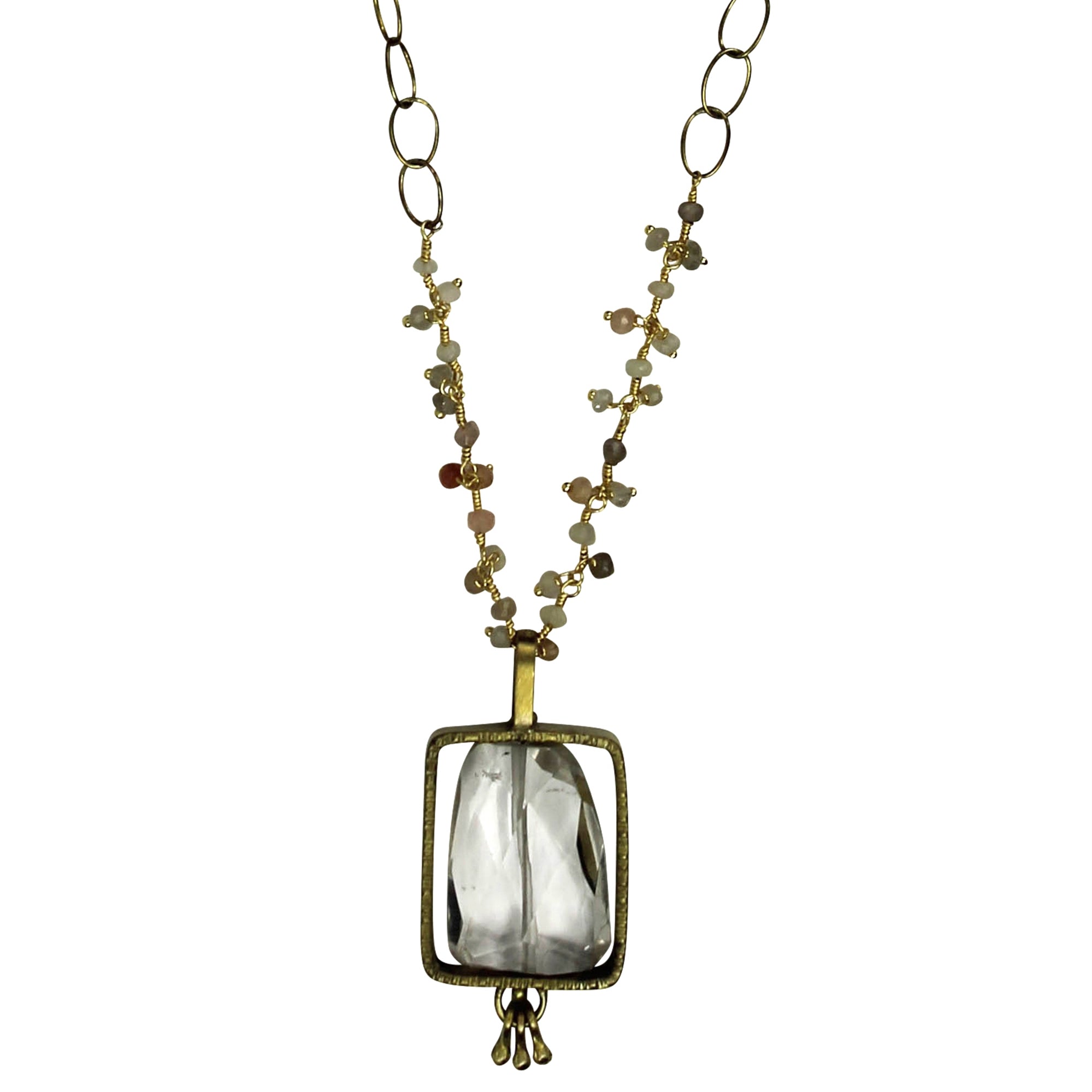 Necklace, Brass, Crystal