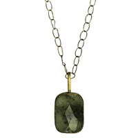 Necklace, Brass, Green Garnet & Tourmaline