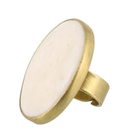 Bezel Set Ring, Brass - Bone