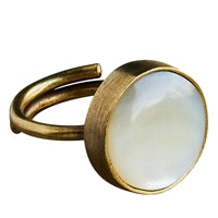 Penny Ring, Brass, Mother of Pearl - Light