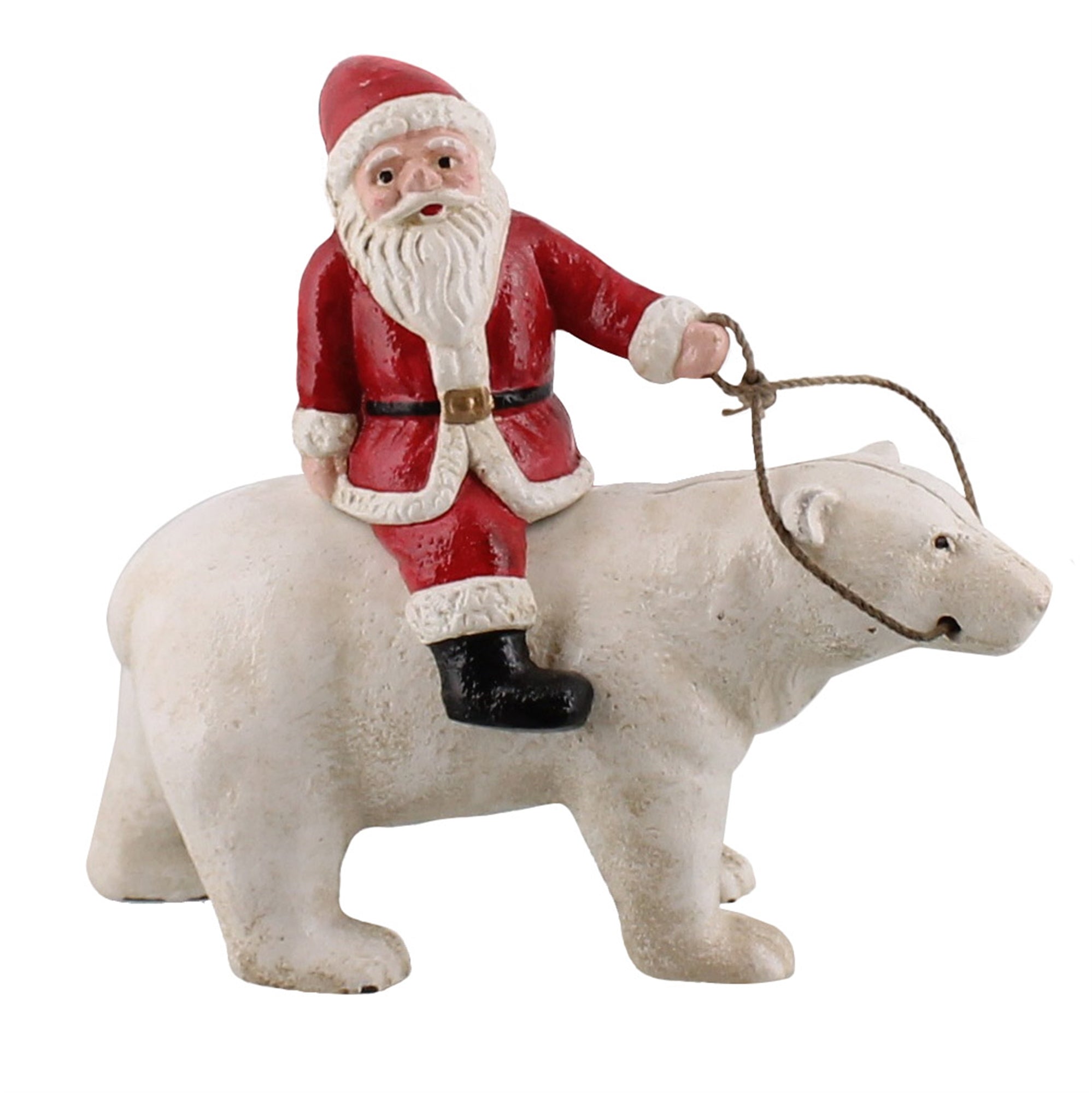 Polar Bear with Santa, Cast Iron