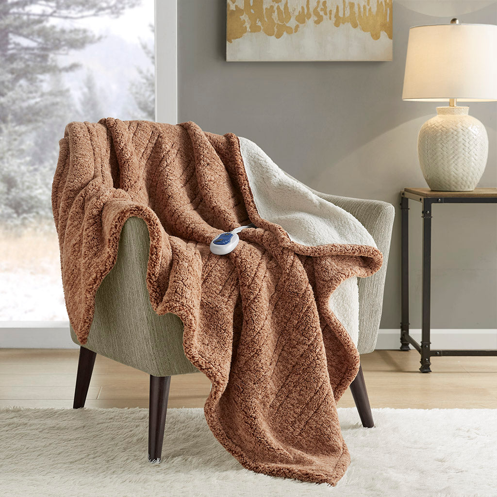 Marbled Sherpa Throw with Built-In Control