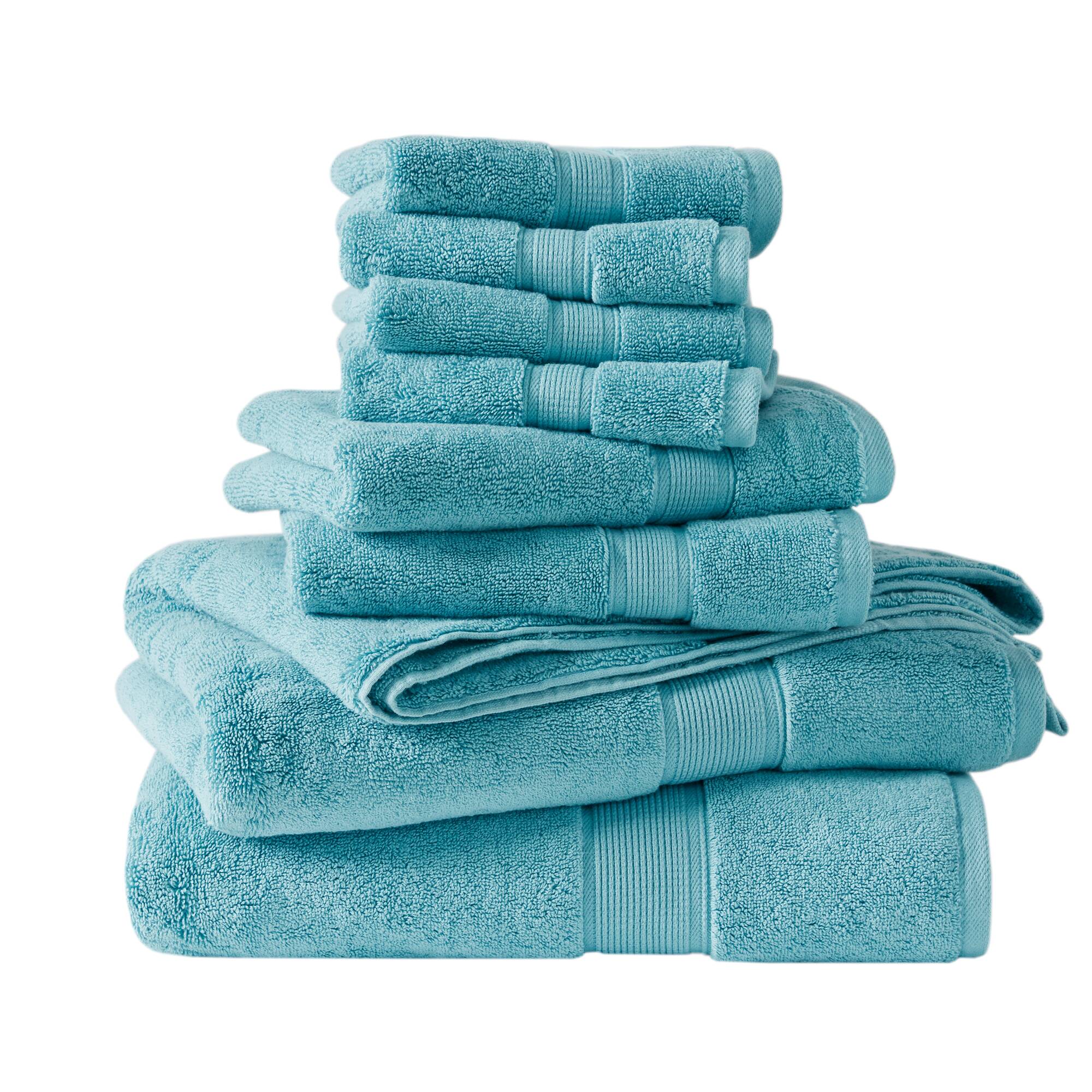800GSM 100% Cotton 8 Piece Antimicrobial Towel Set