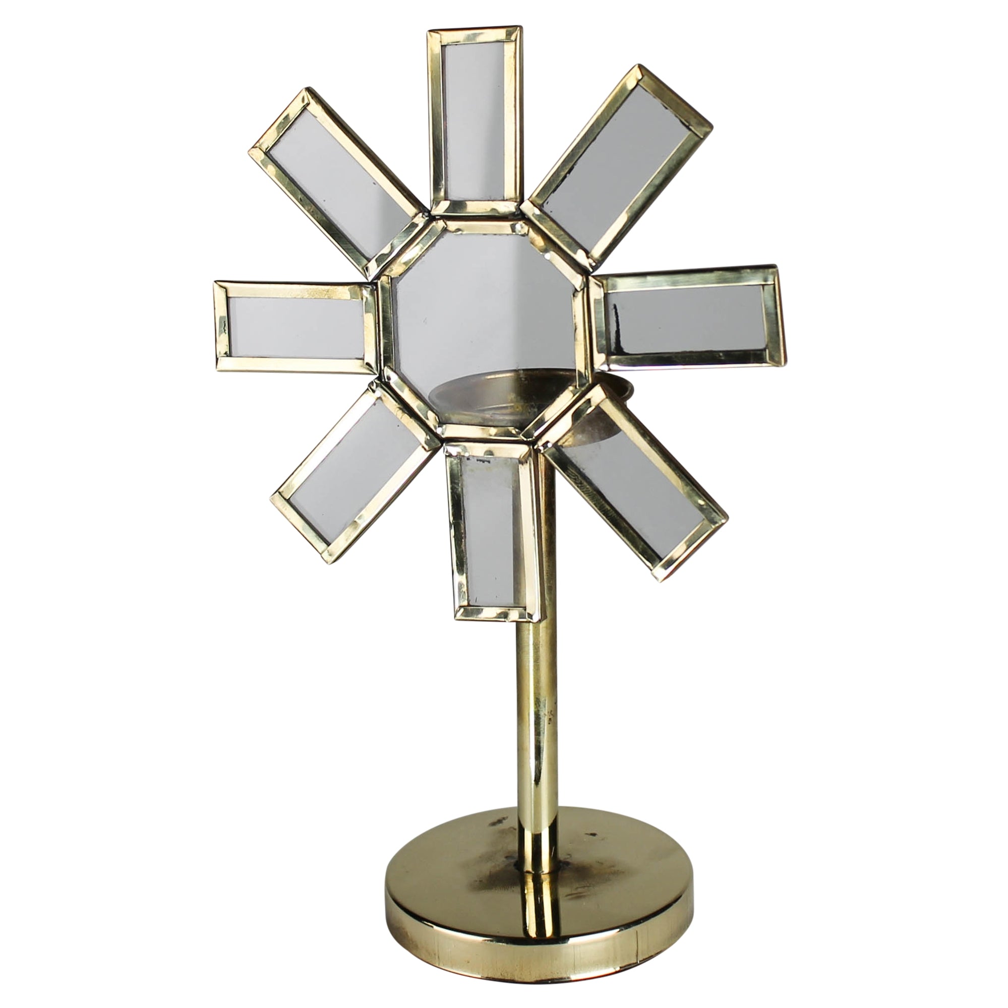 Britta Tealight Holder, Brass Leaded Glass - Sm