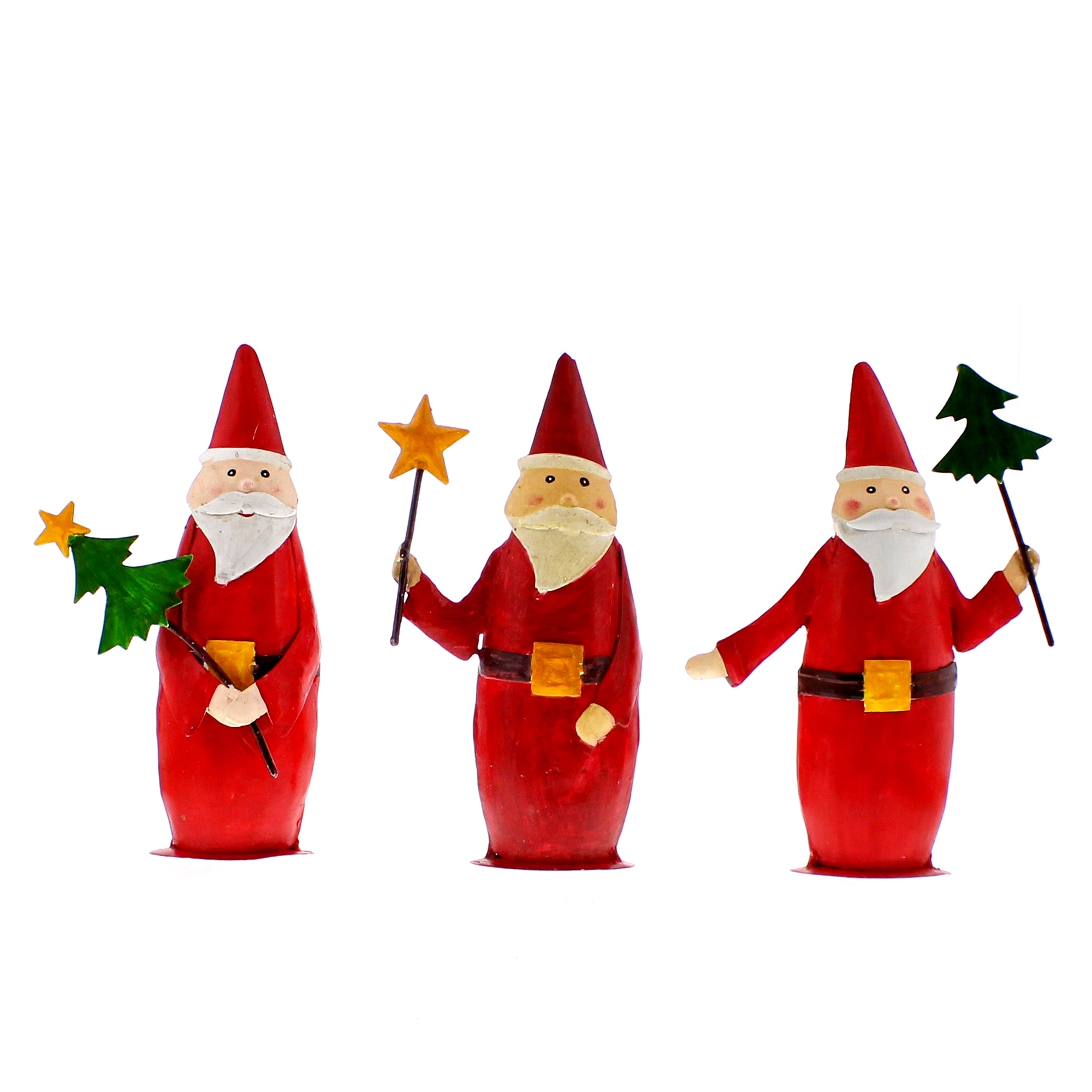 Painted Metal Santa Trio - Sm, Set of 3