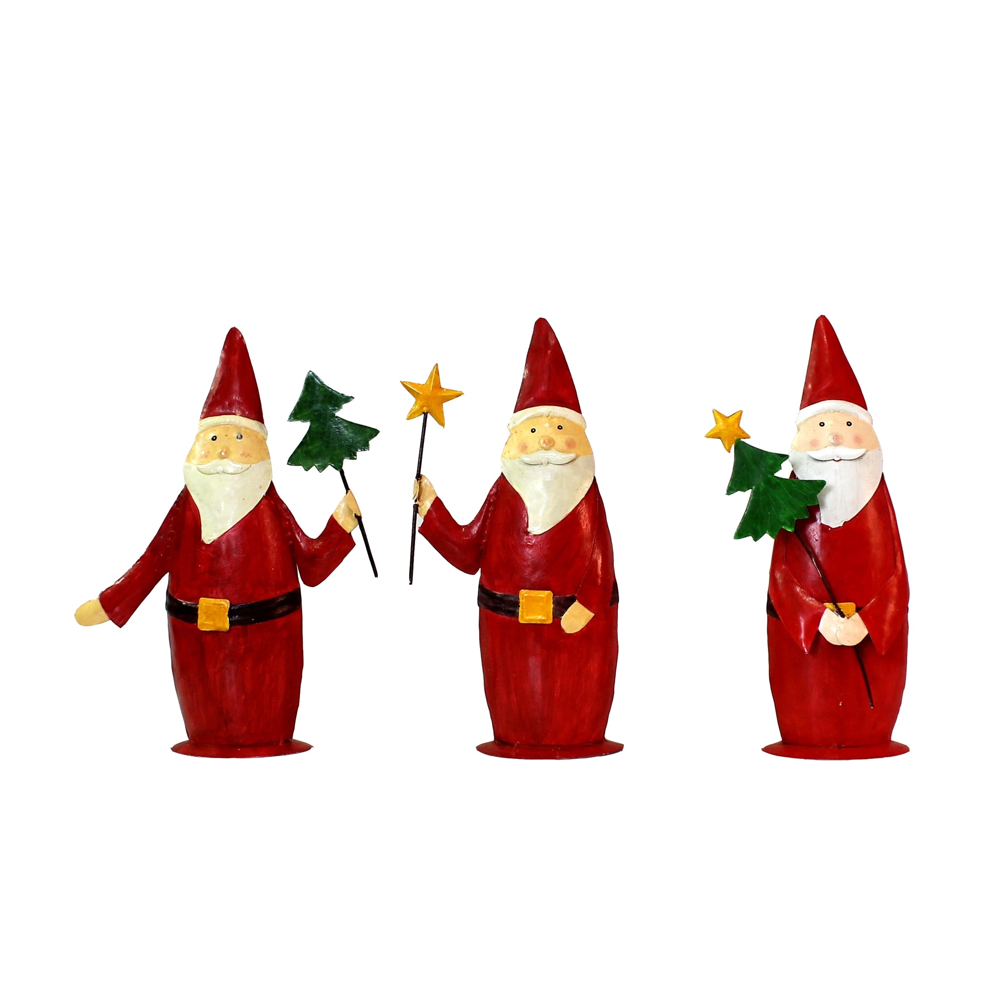 Painted Metal Santa Trio - Lrg, Set of 3