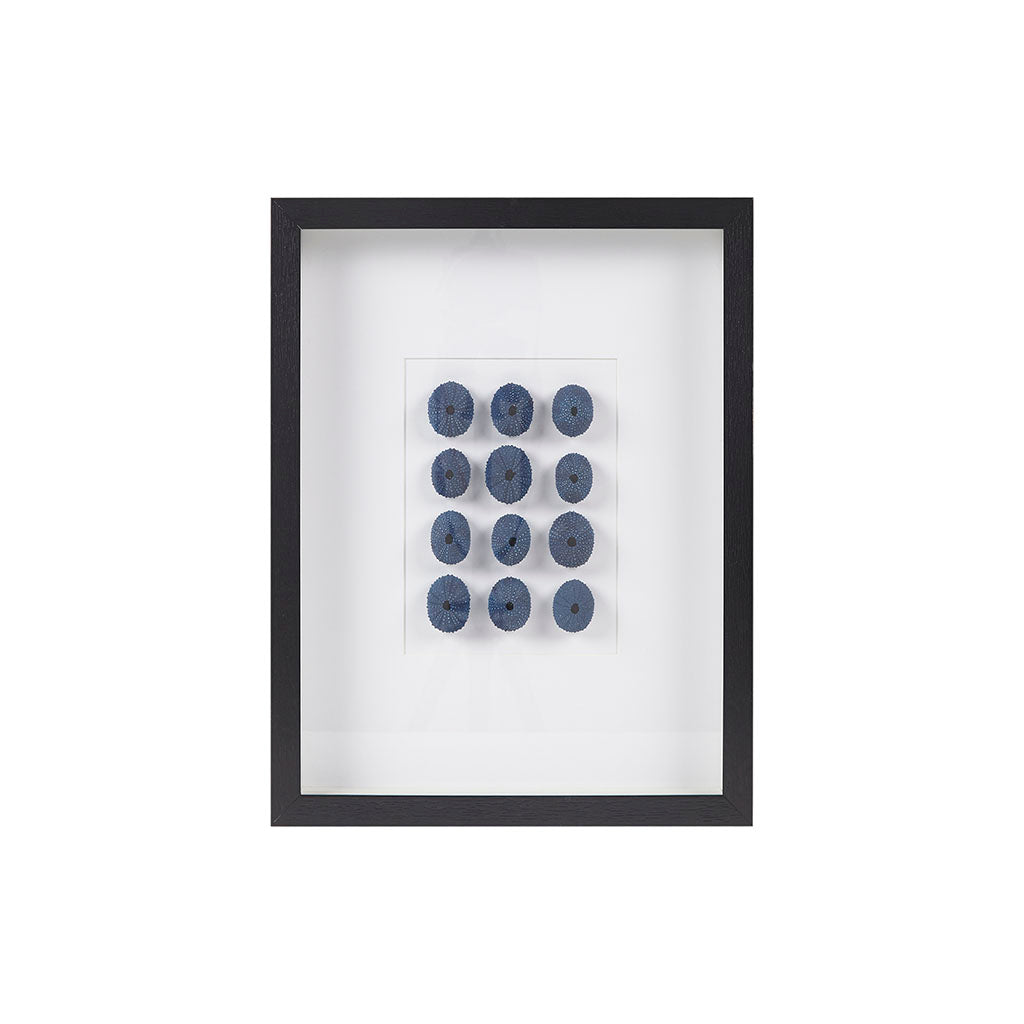 Indigo Shells Framed Rice Paper Shadow Box Gingko Leaf Wall Decor Art