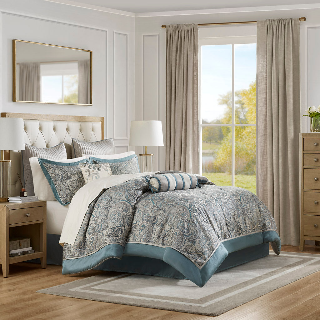 Aubrey 12 Piece Comforter Set with Cotton Bed Sheets