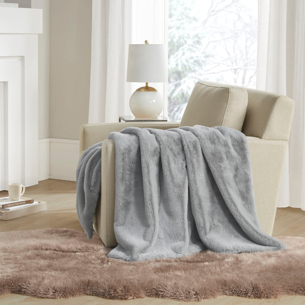 Bristol Solid Premium Faux Fur Throw