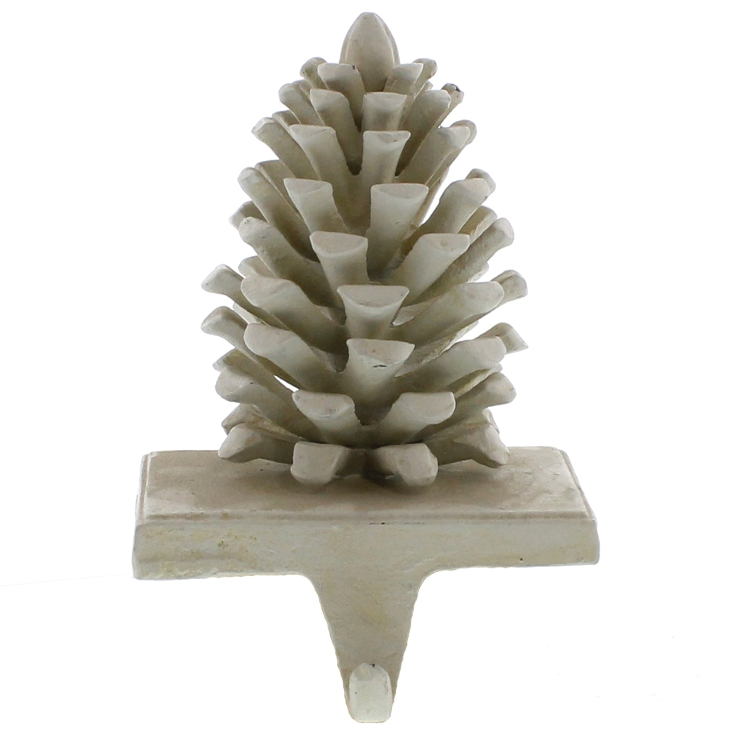 Pinecone Cast iron Stocking Holder - White - White