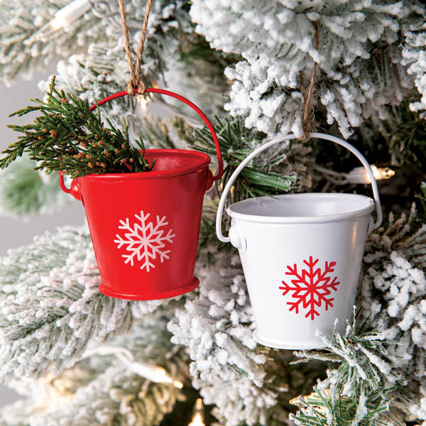 Red and White Bucket Ornaments - Min of 6