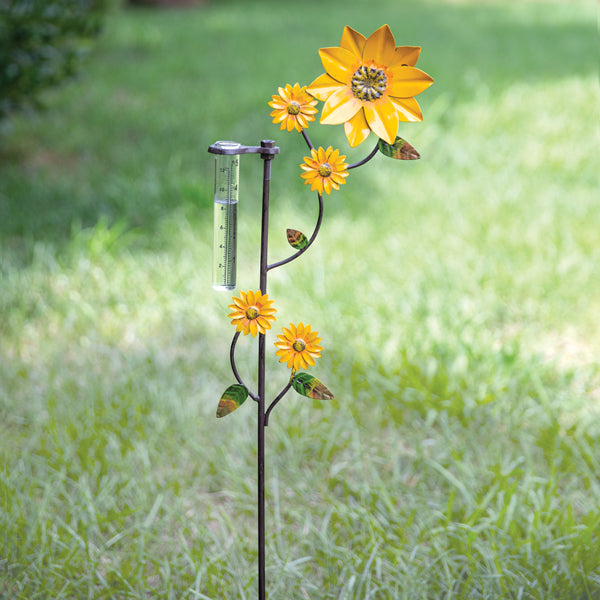Sunflowers Rain Gauge Garden Stake
