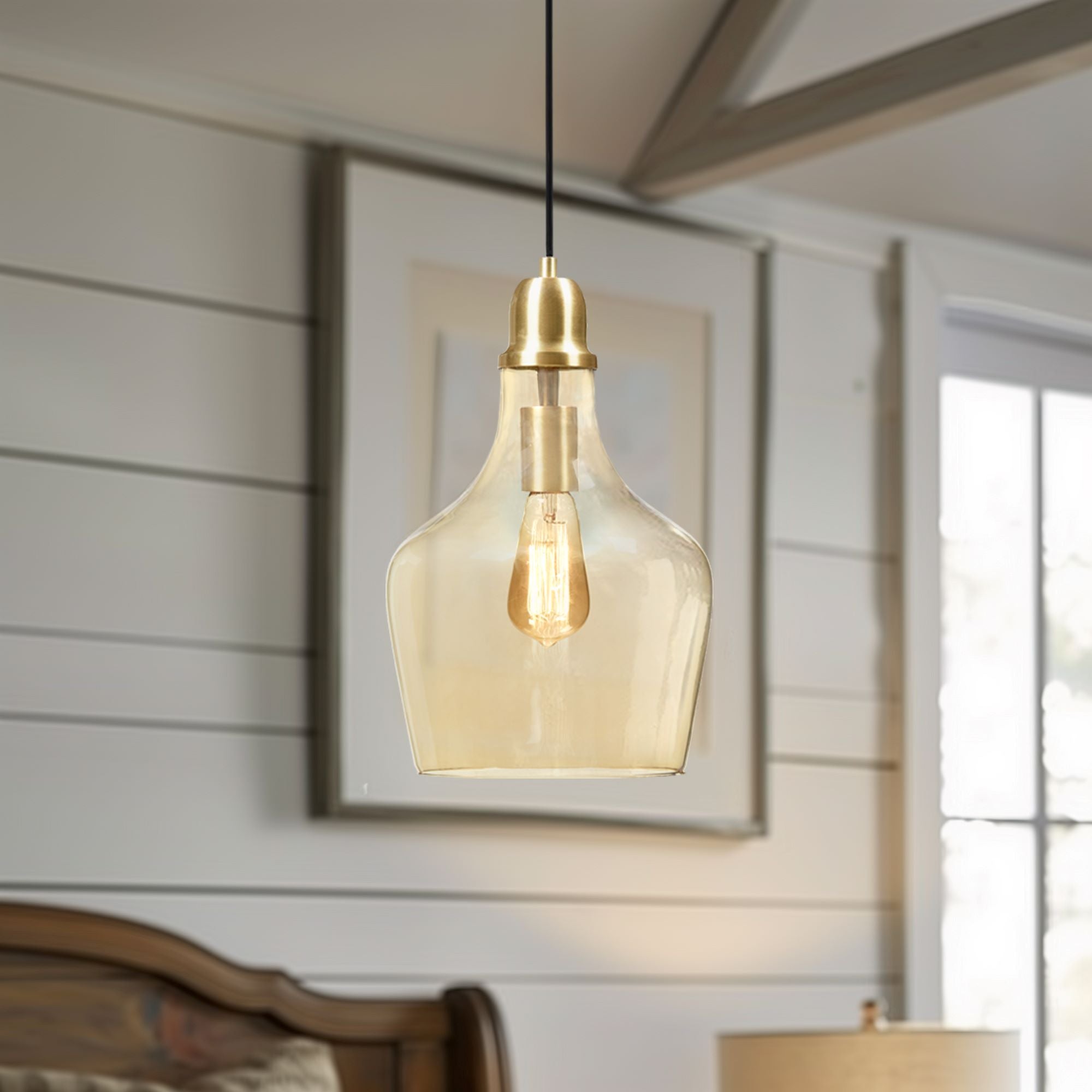 Auburn 9" Diameter Bell Shaped Hanging Glass Pendant Light
