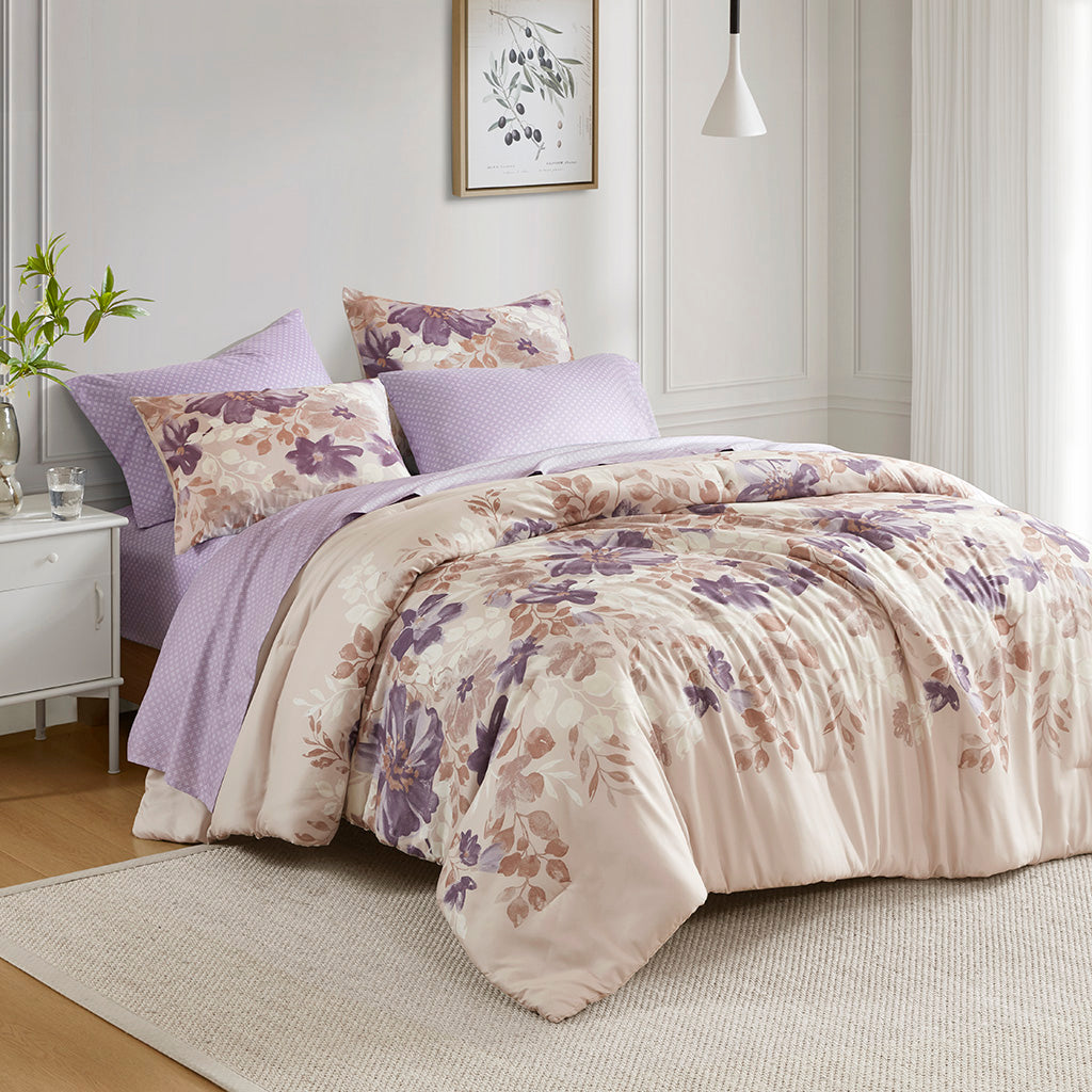 Luna Floral Comforter Set with Bed Sheets