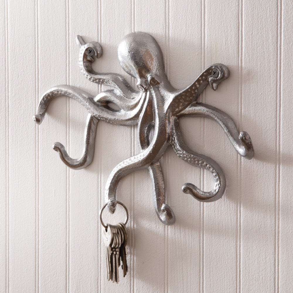 Metal Octopus Wall Hooks  (S/2)