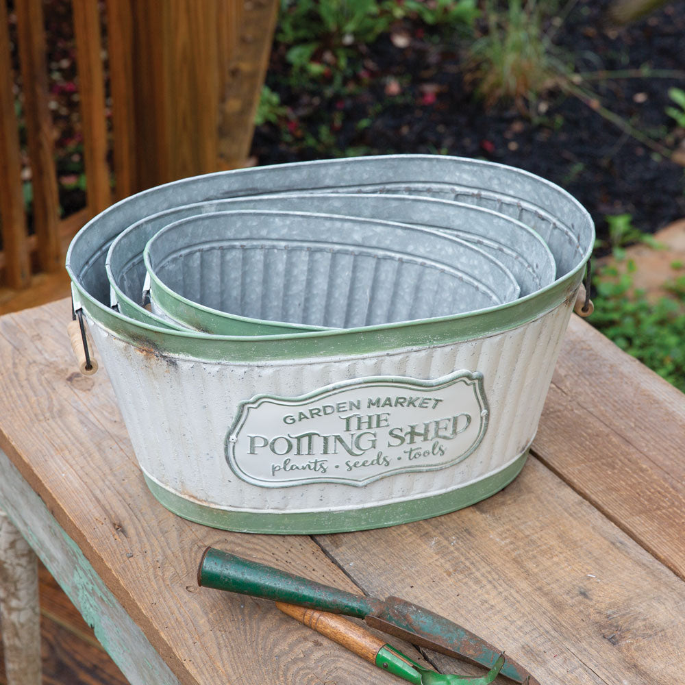 Rustic Potting Shed Planters (S/3)