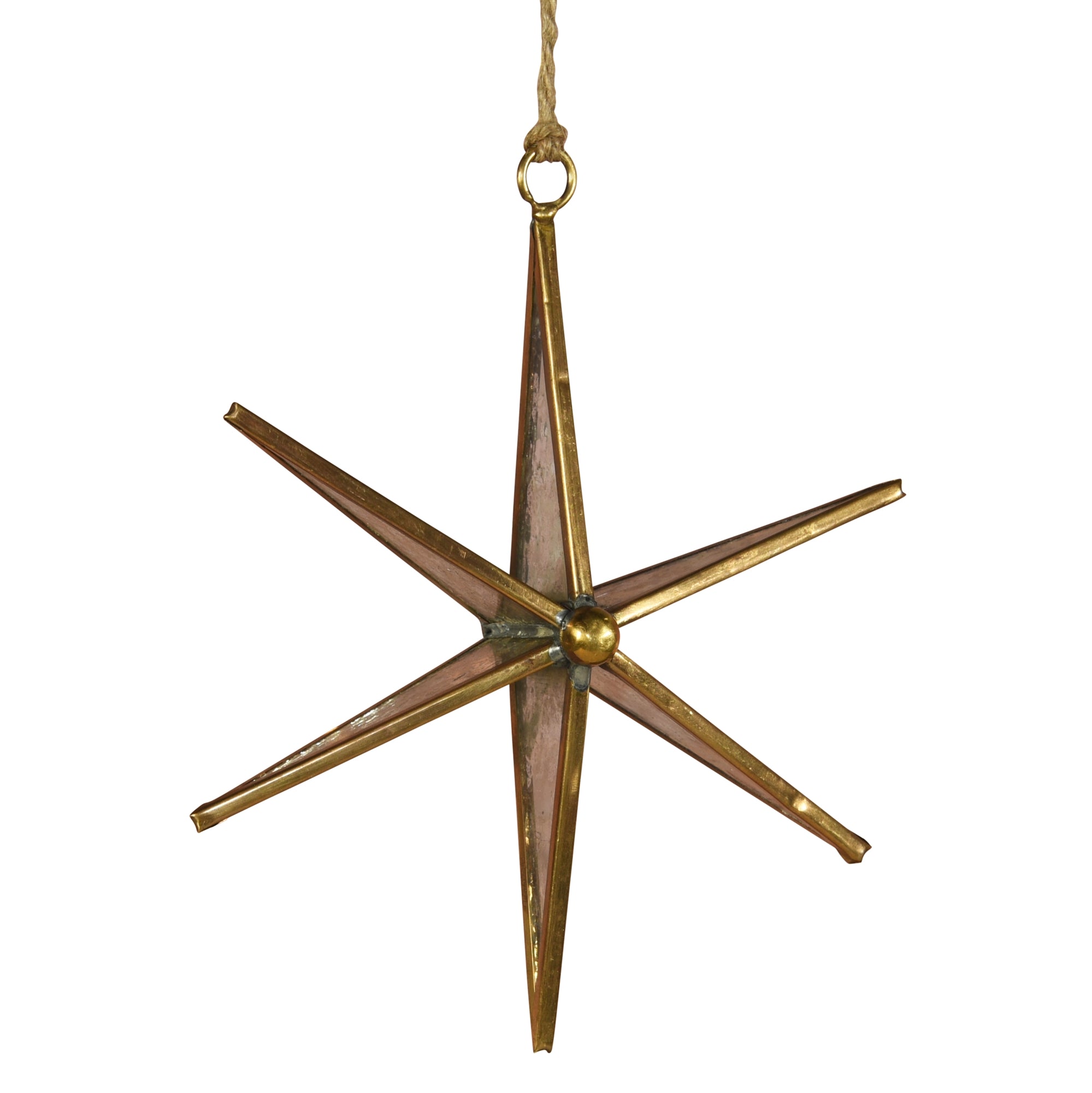 Antique Mirrored Star Ornament, Glass & Brass