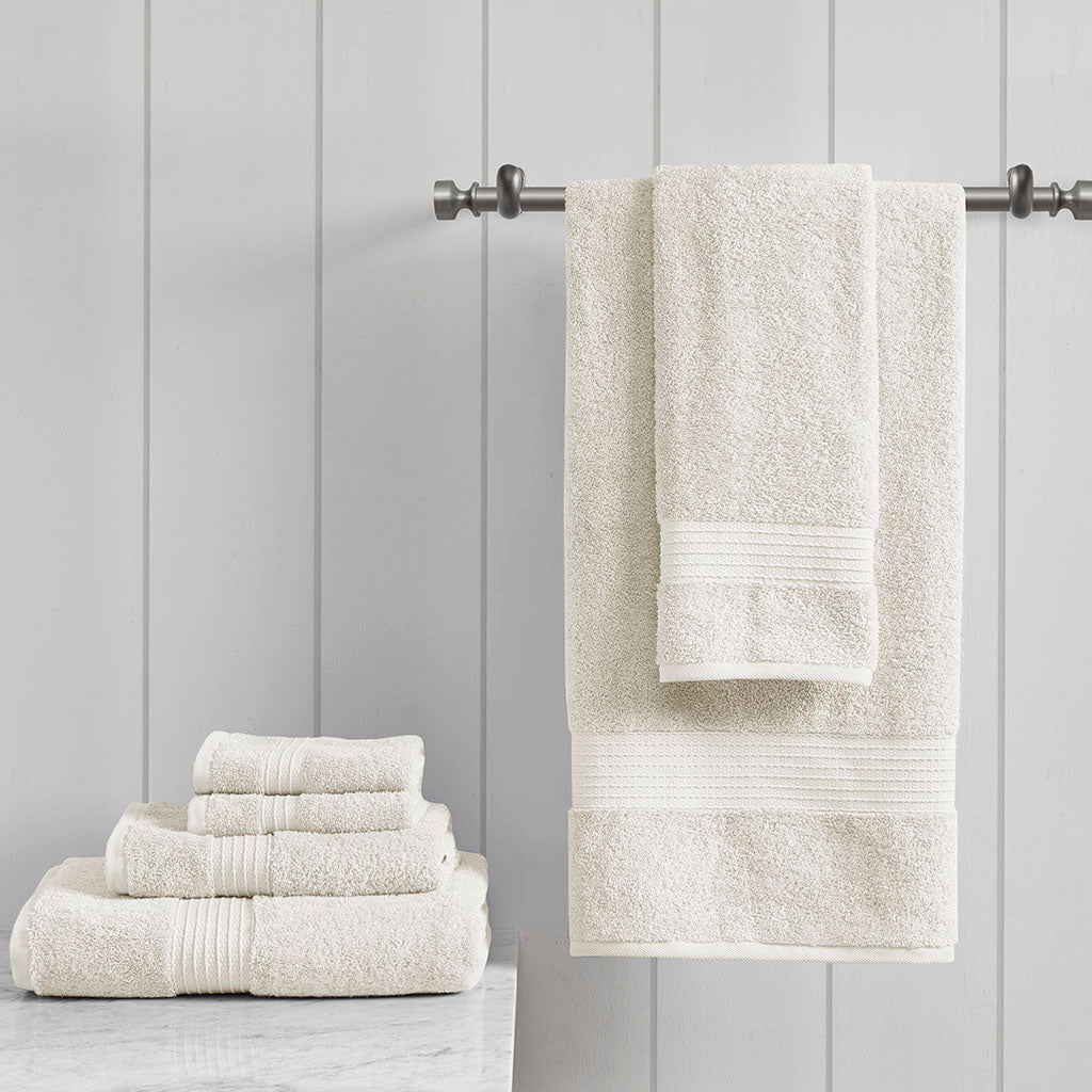 Organic Cotton Waffle Jacquard Antimicrobial Bath Towel 6 Piece Set