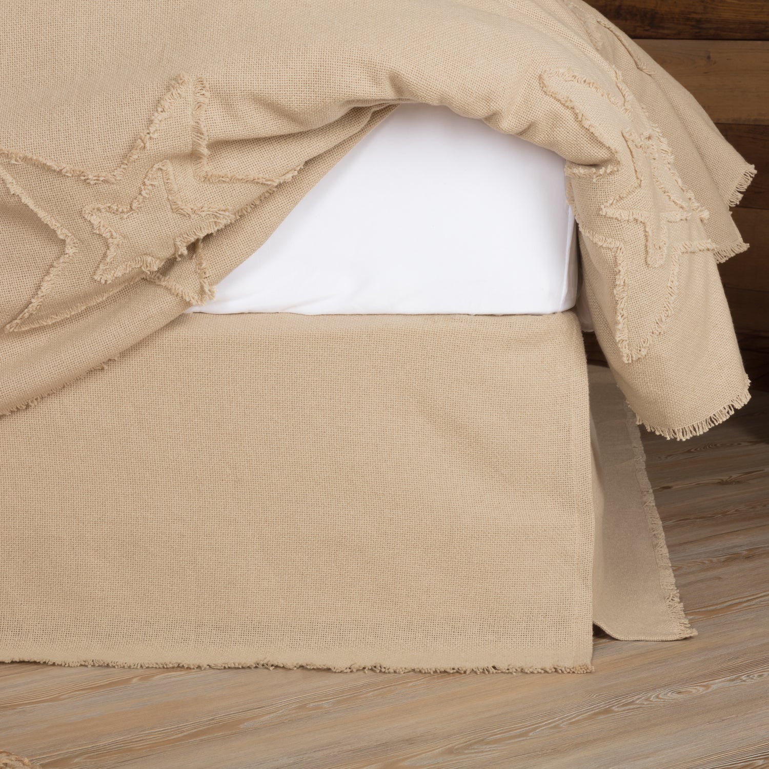 Burlap Vintage Fringed Twin Bed Skirt 39x76x16