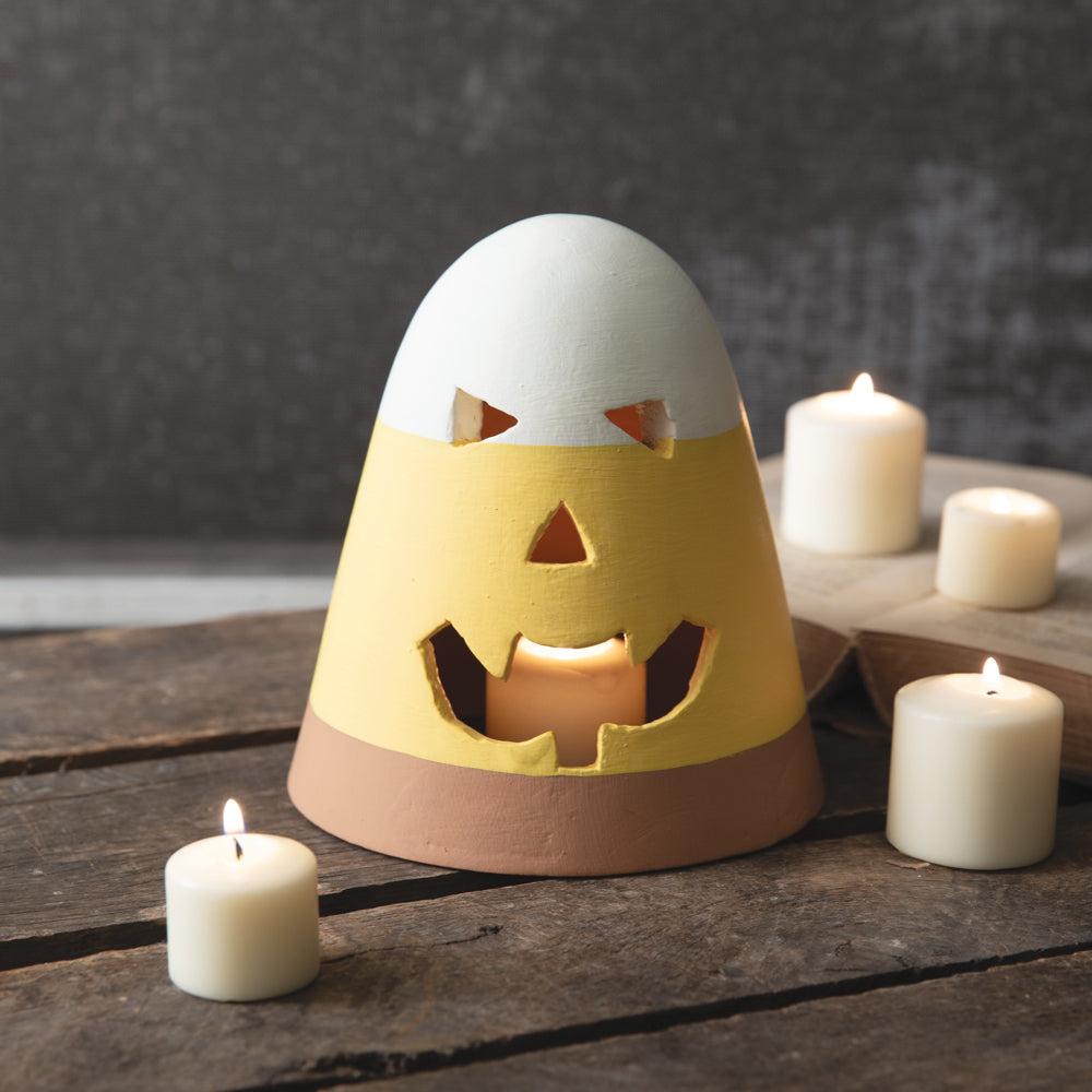 Terracotta Candy Corn Luminaries (S/2)