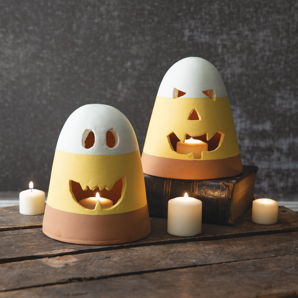 Terracotta Candy Corn Luminaries (S/2)