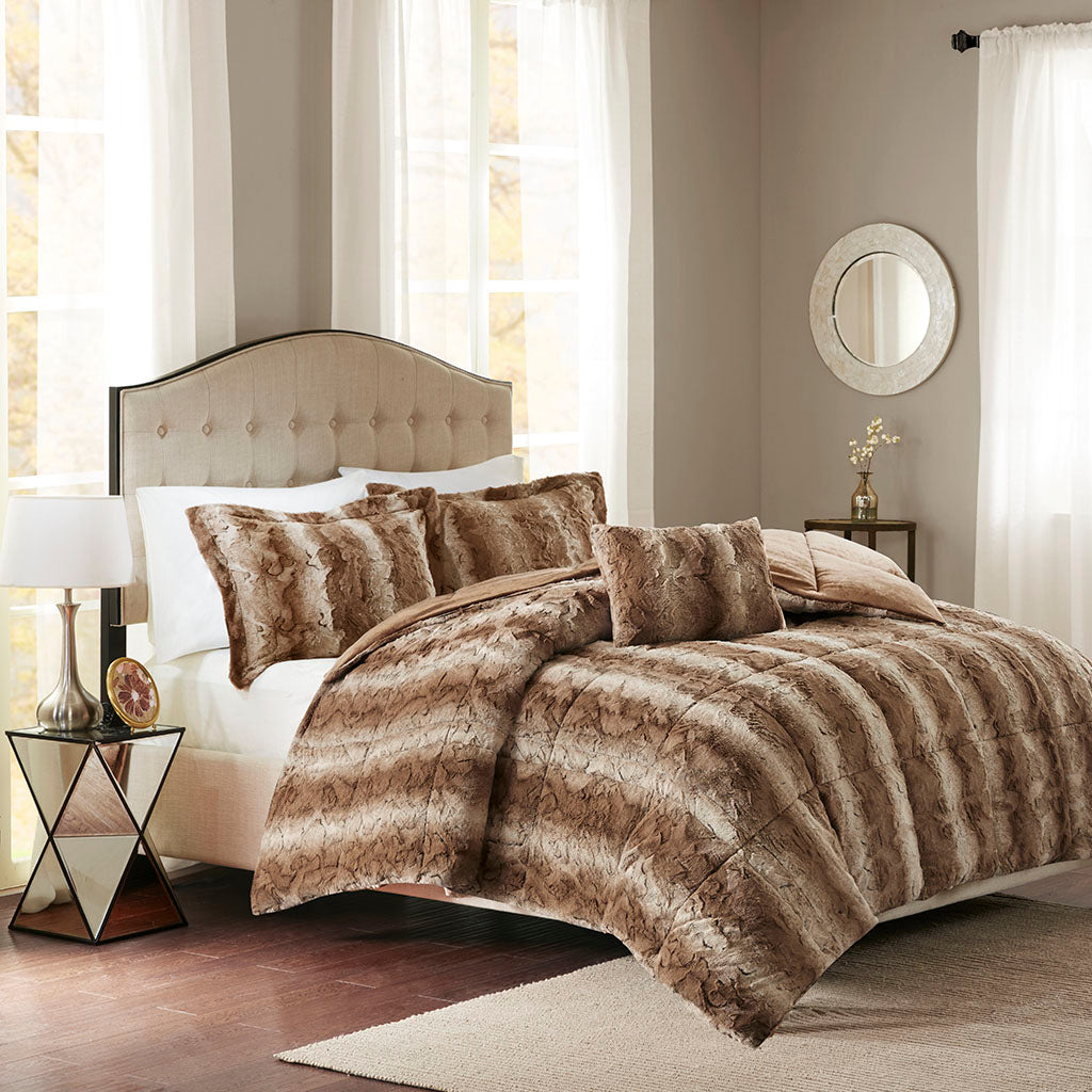 Zuri 4PC Faux Fur Comforter Set