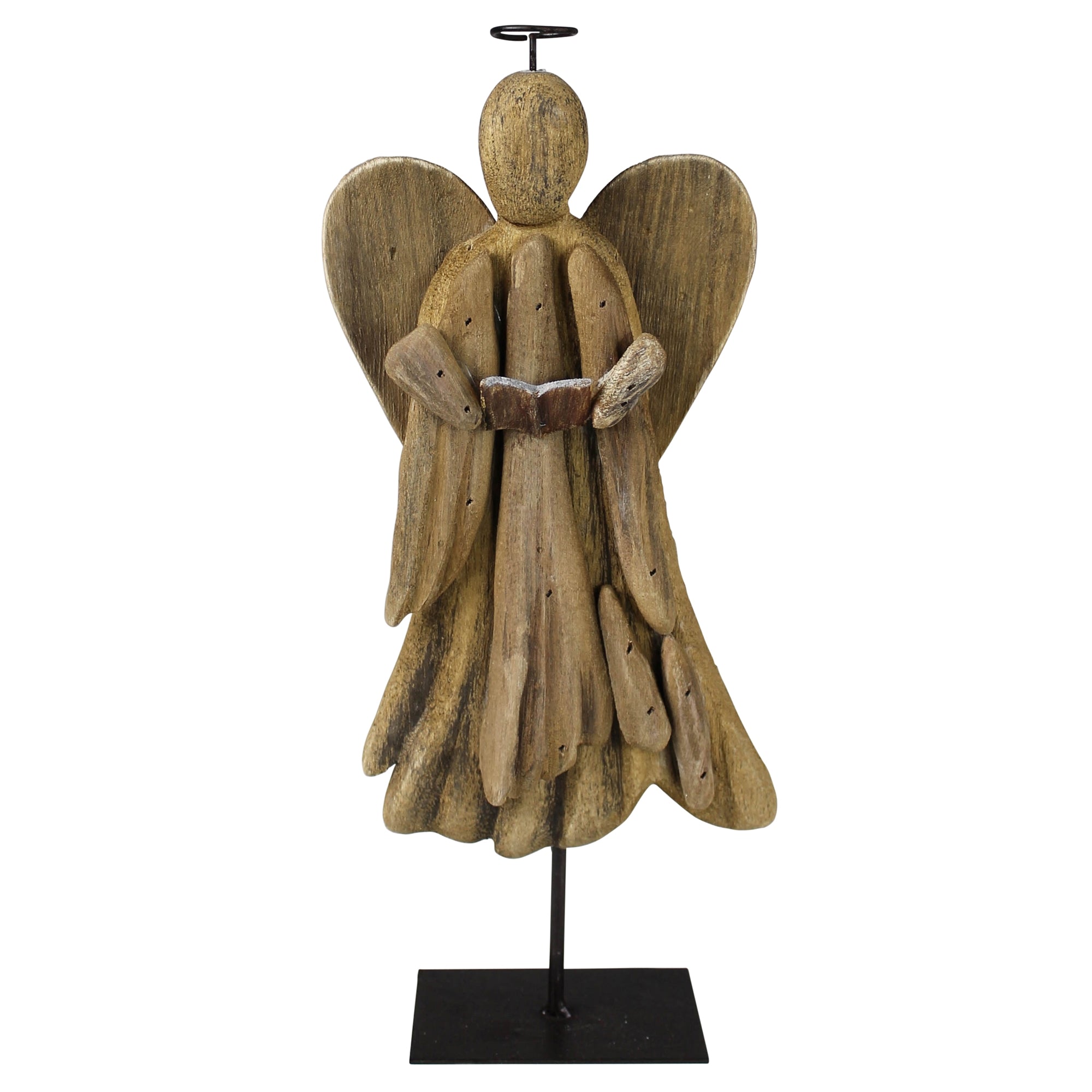 Angel on Stand, Wood - Wings Down