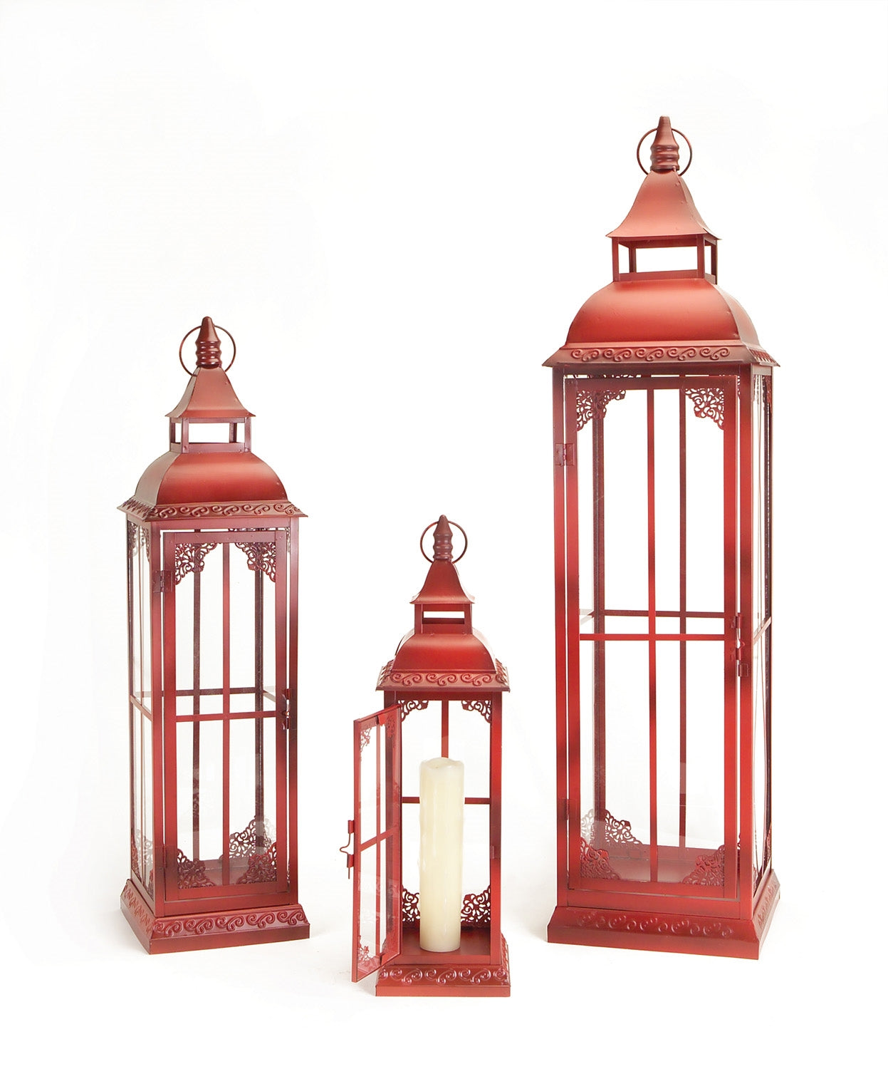 Oversized Ornamental Metal Floor Lanterns (Set of 3)