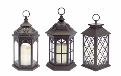 Assorted Lanterns with LED Candle (S/3)
