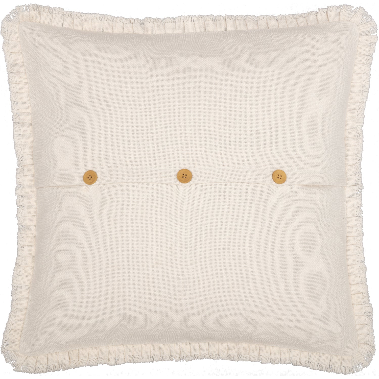 Burlap Antique White Fabric Euro Sham w/ Fringed Ruffle 26x26