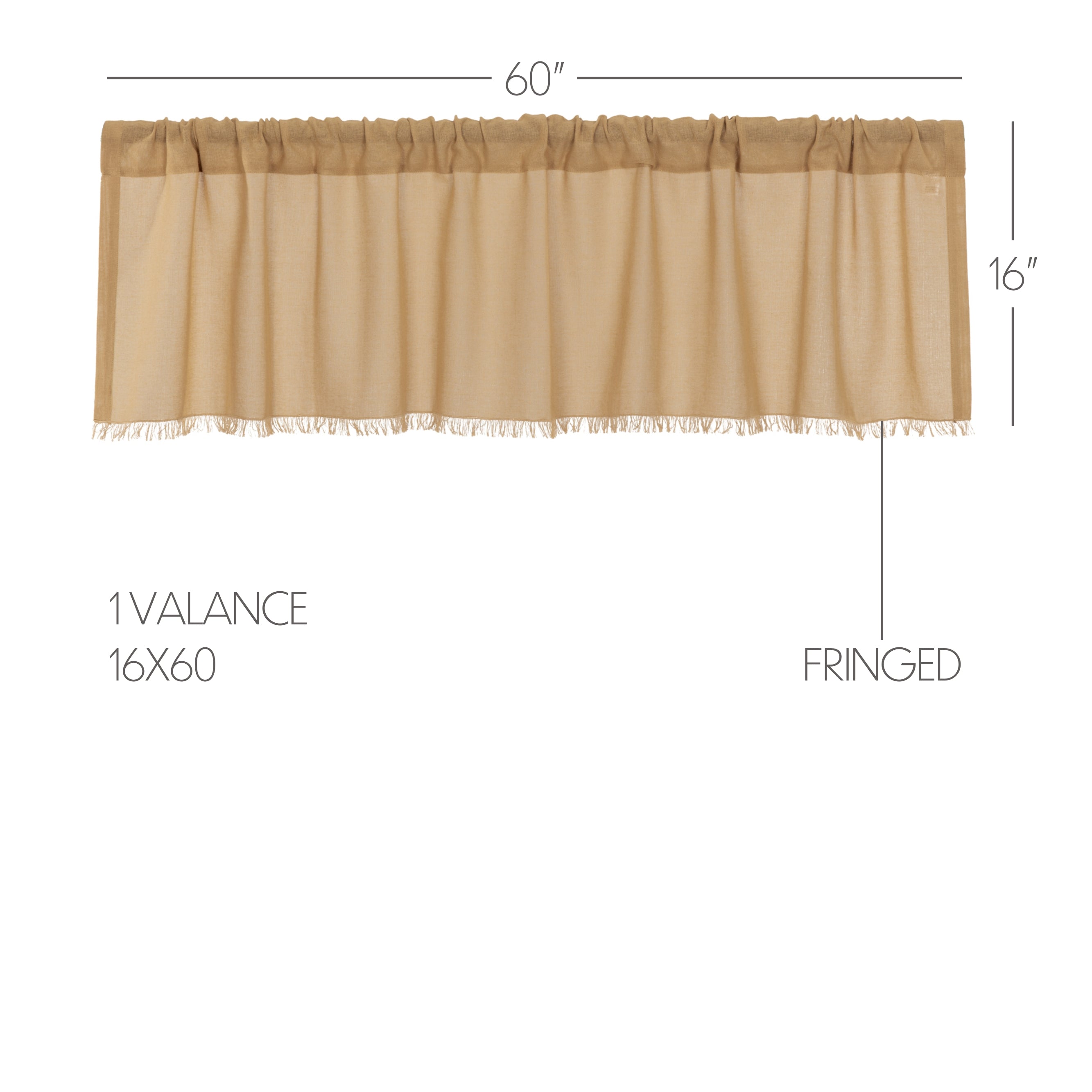 Tobacco Cloth Khaki Valance Fringed 16x60