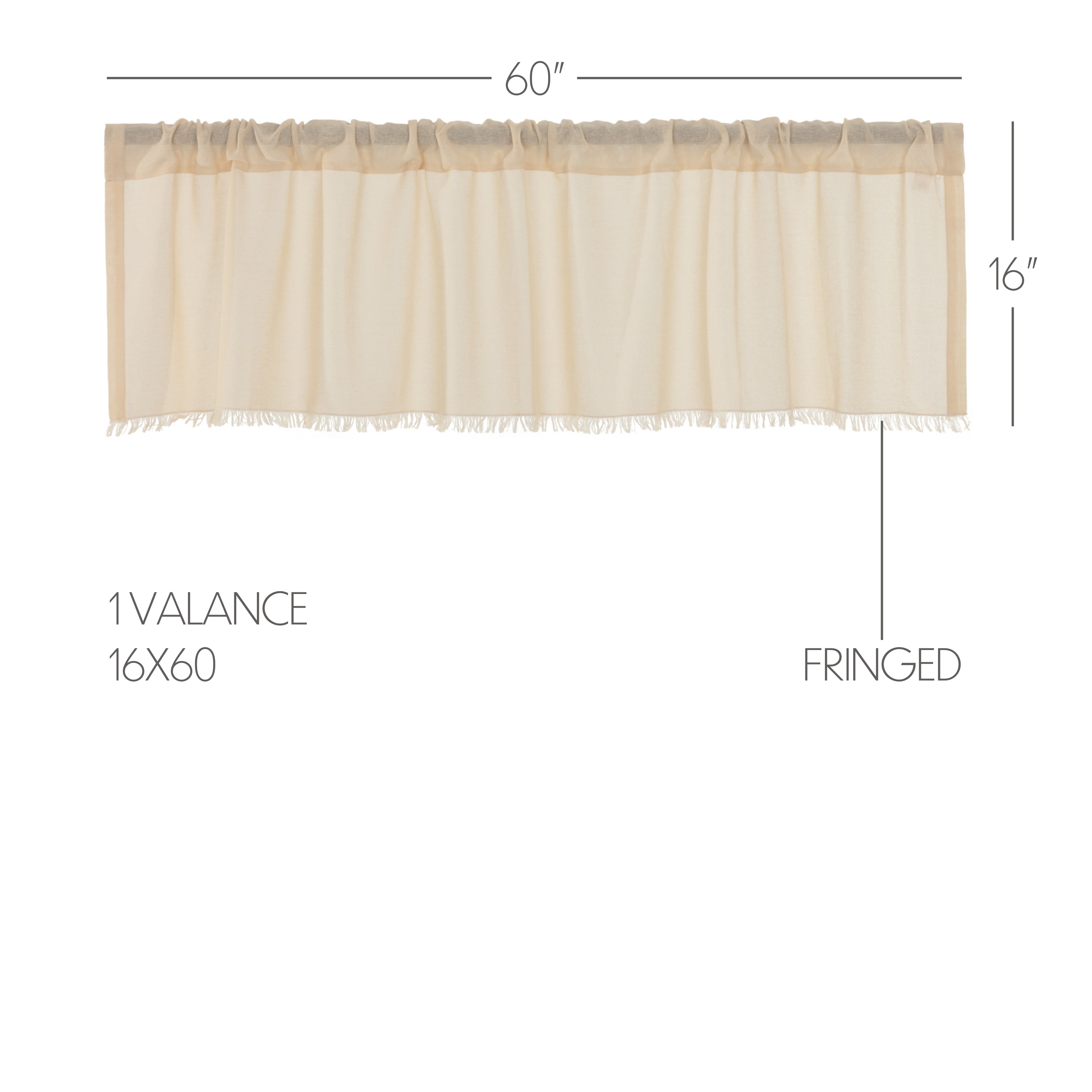 Tobacco Cloth Natural Valance Fringed 16x60