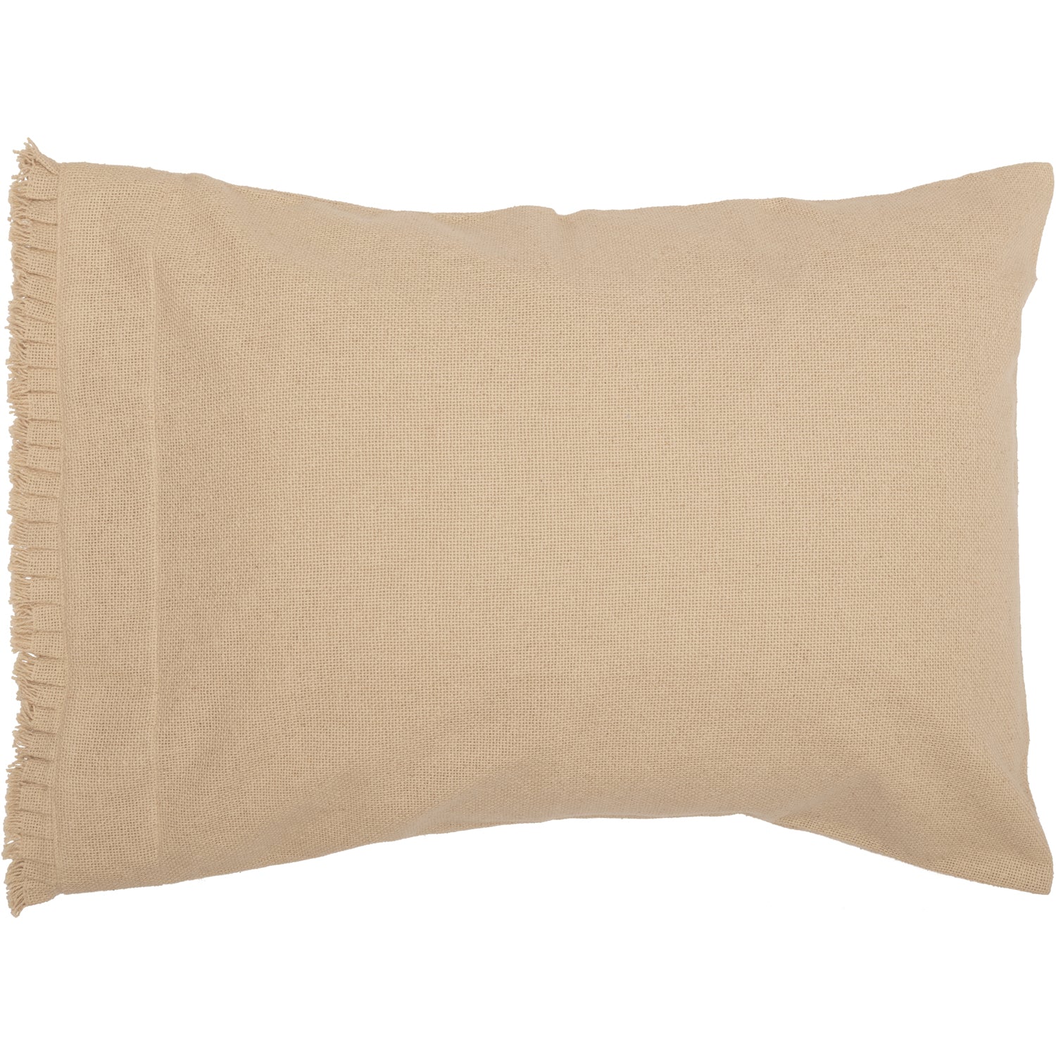 Burlap Vintage Standard Pillow Case w/ Fringed Ruffle Set of 2 21x30