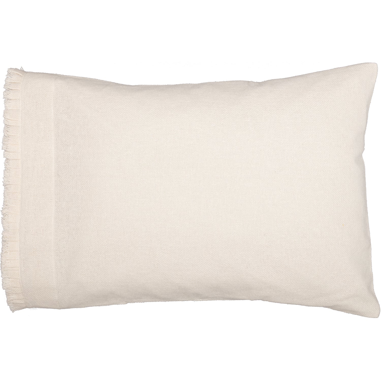 Burlap Antique White Standard Pillow Case w/ Fringed Ruffle Set of 2 21x30