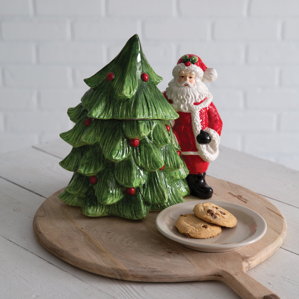 Santa & Tree Cookie Jar