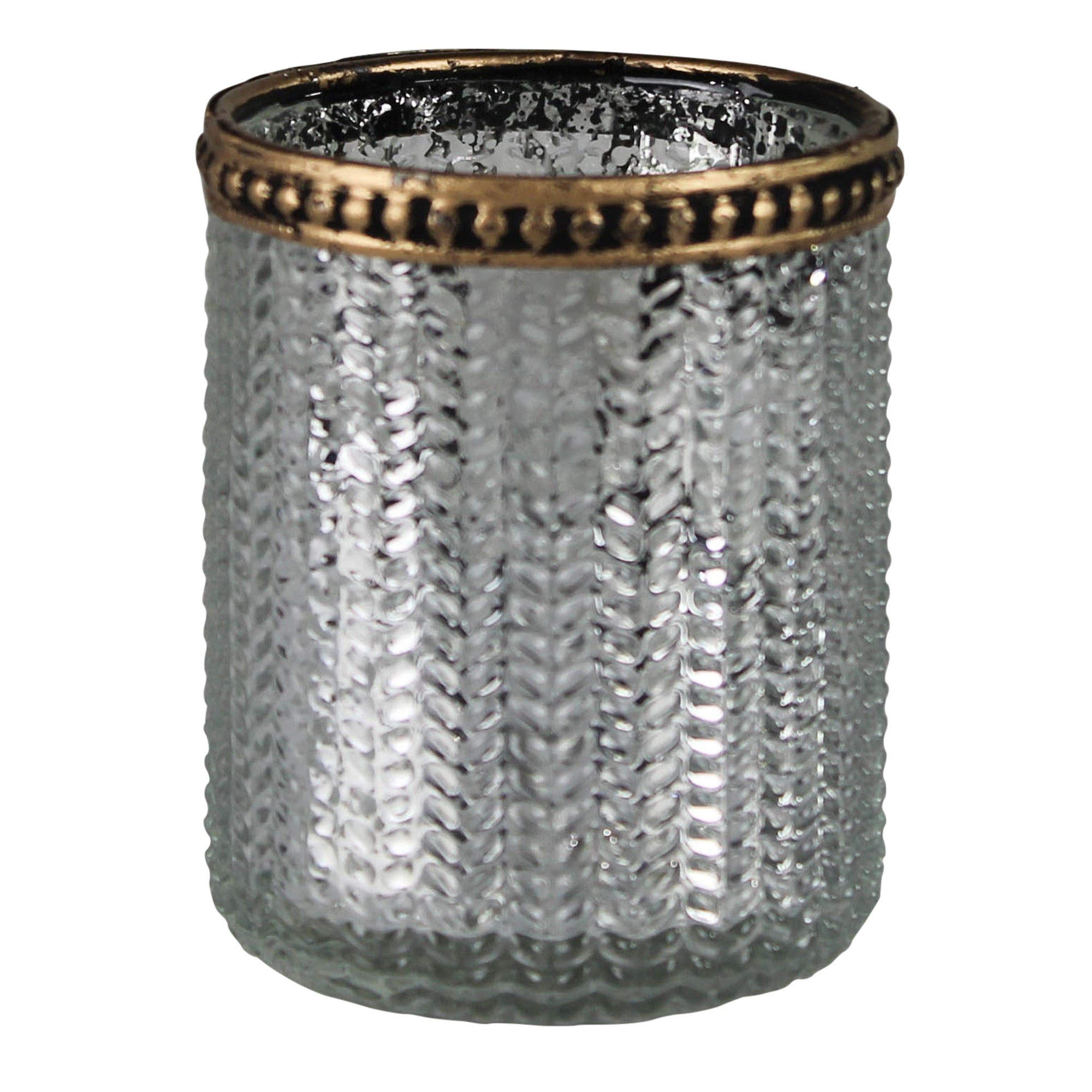 Stras Tealight Holder, Glass, Silver