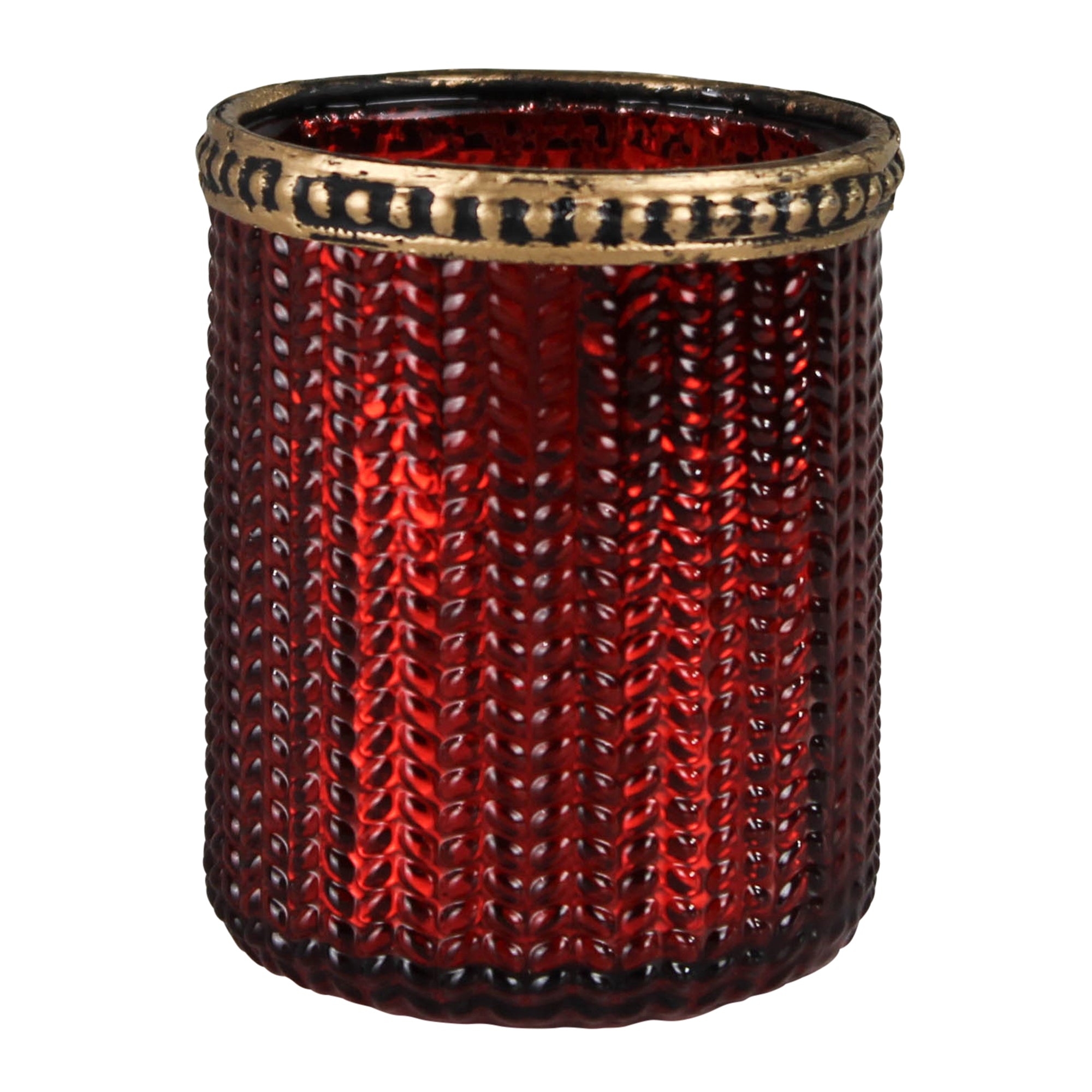 Stras Tealight Holder, Glass, Red