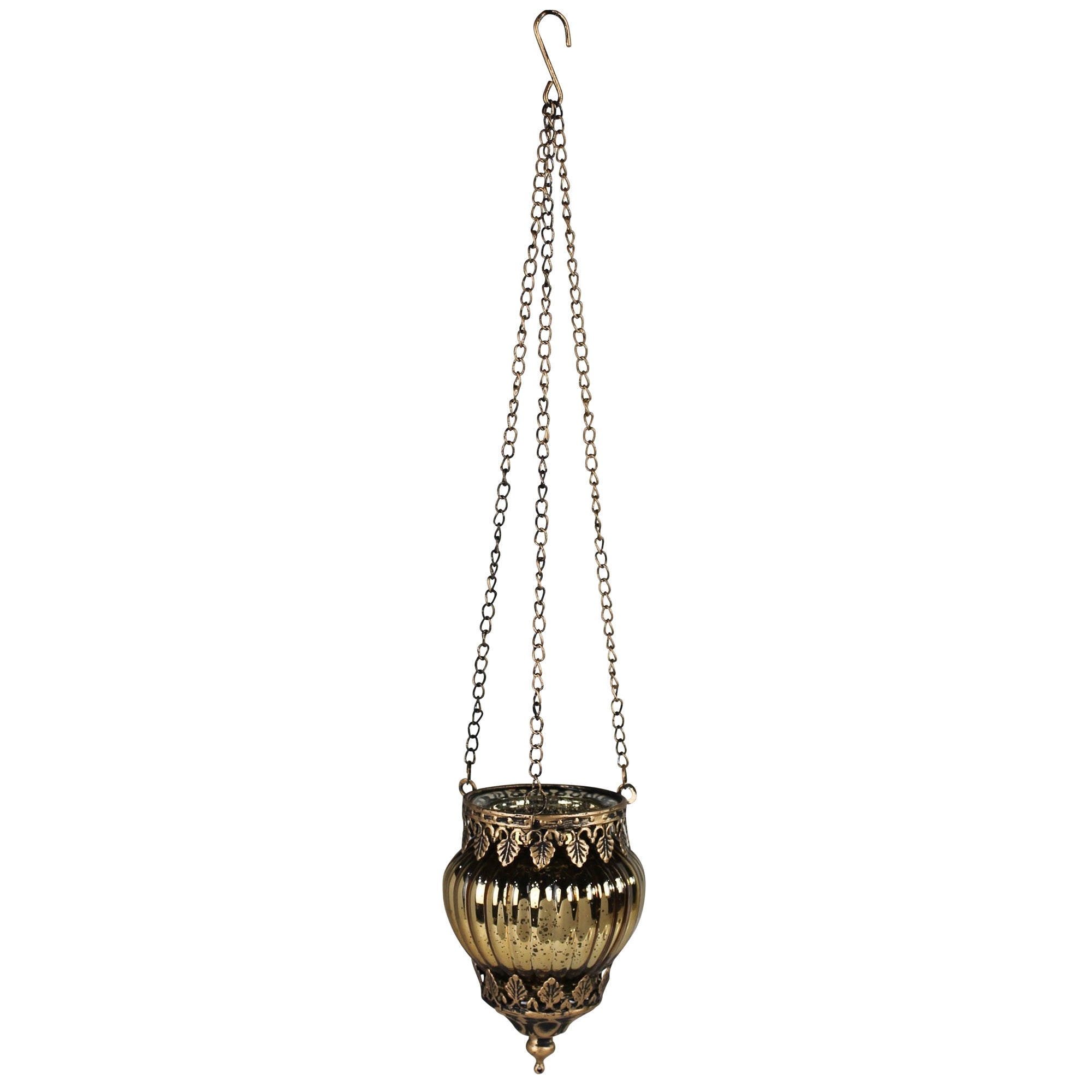 Fez Hanging Lantern, Glass, Gold - Sm