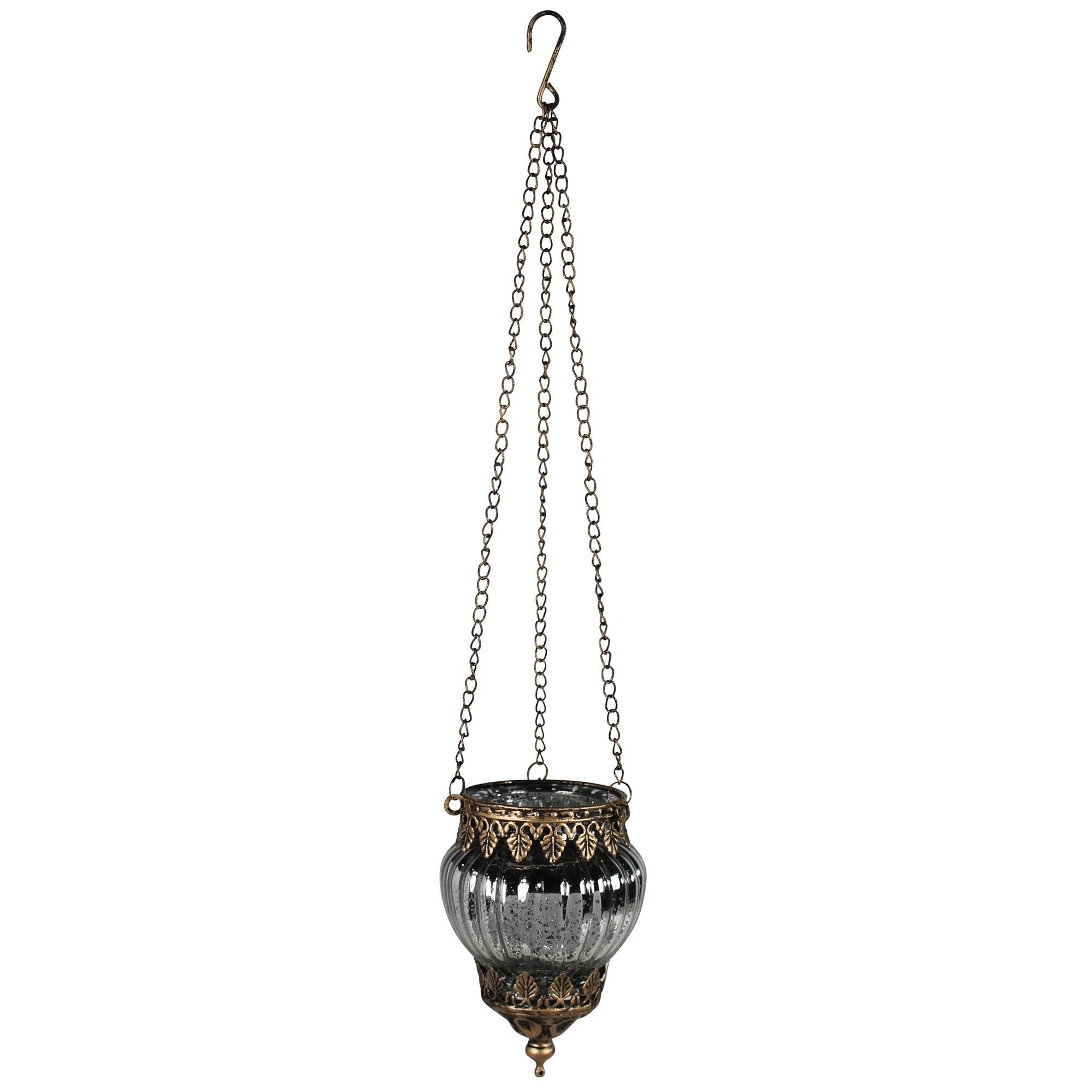 Fez Hanging Lantern, Glass, Silver - Sm