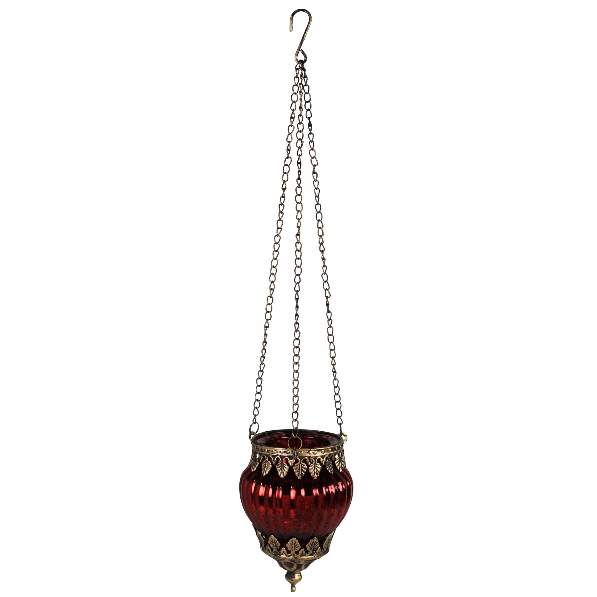 Fez Hanging Lantern, Glass, Red - Sm