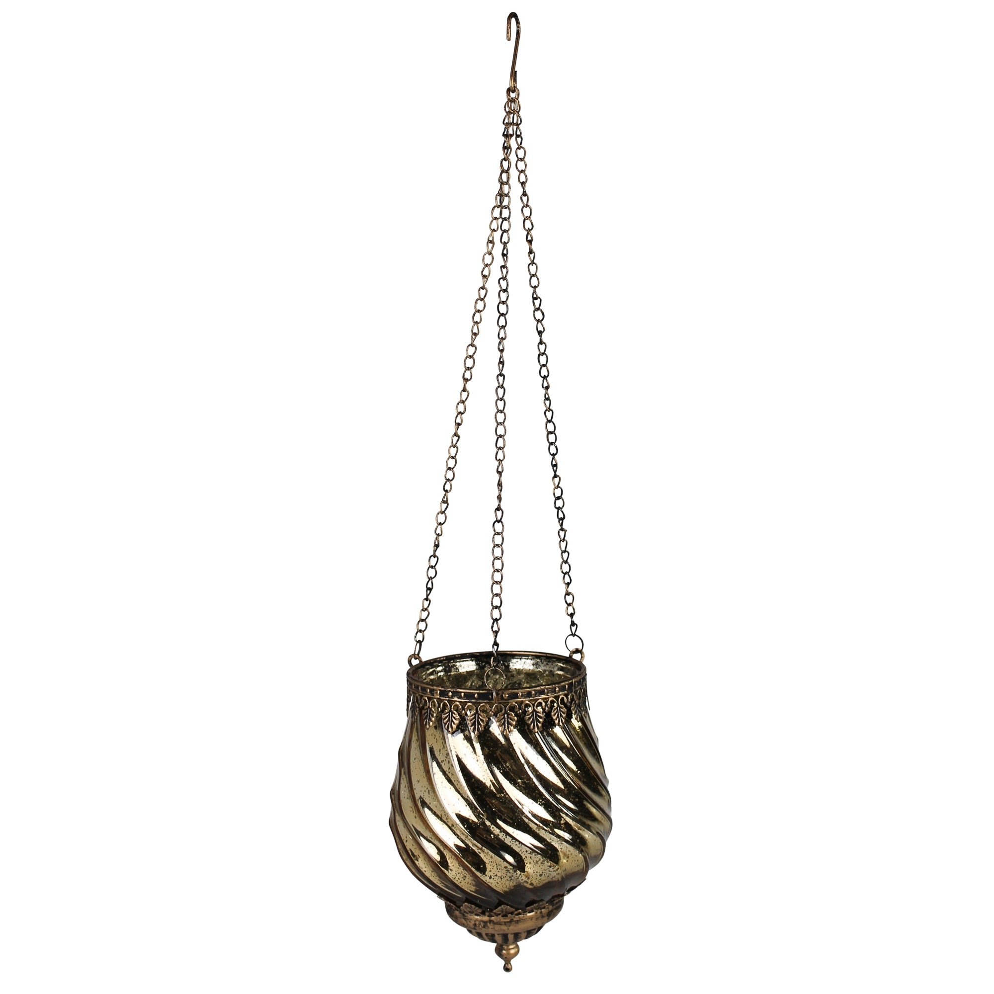 Fez Hanging Lantern, Glass, Gold - Lrg